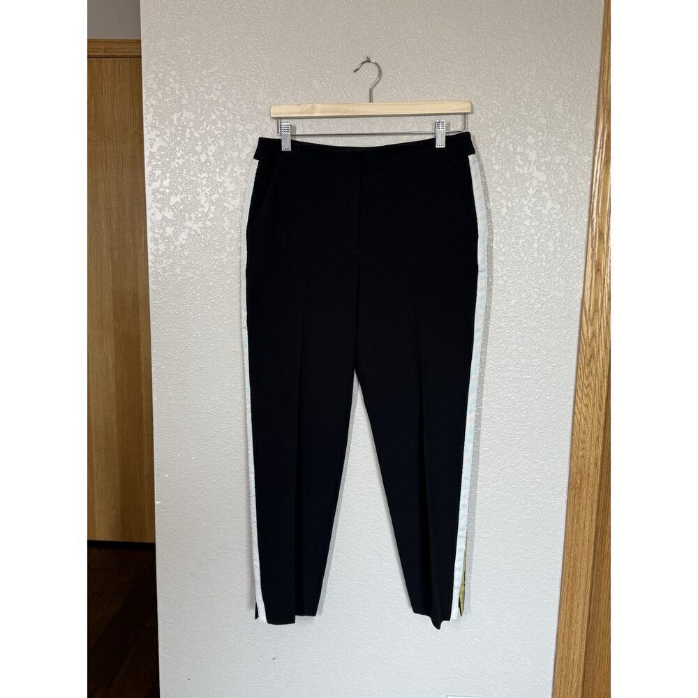 Boden Bristol Side Striped 7/8 Trouser Pants Size 8 R Black White Gold